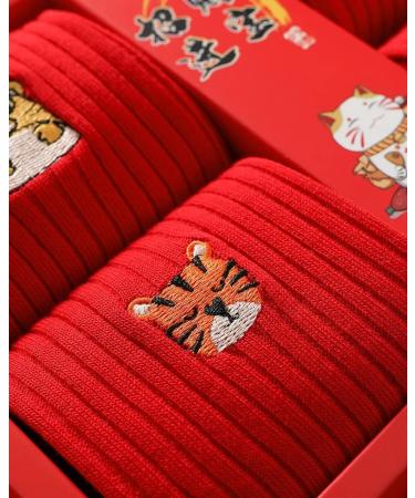 Chinese New Year Men's Red Sports Socks with Fun Embroidery Gift Box - Size 39-44 - Buy Online on GoSupps.com