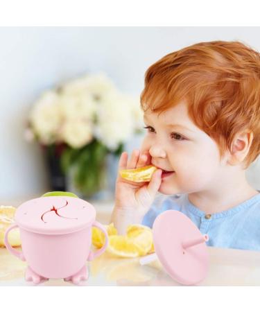 Linowos 2-in-1 Snack Cup & Spill-Proof Sippy Cup - Silicone Toddler Snack Cup with Level Indicator | Perfect for Babies & Toddlers Training - Pink - Buy Online on GoSupps.com
