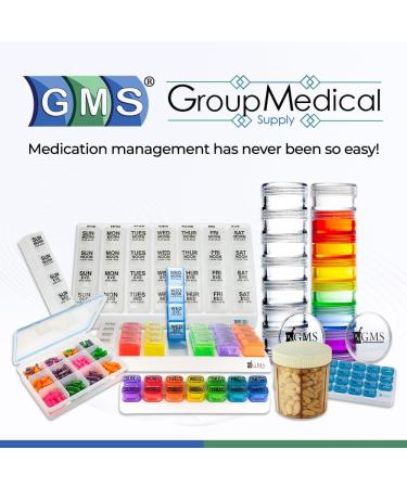 GMS 7 Day Medicine Pill Organizer - Stackable Extra Small Travel Pill Box for Tablets & Vitamins - Organize Daily & Weekly Medications - Rainbow Colors - Buy Online on GoSupps.com