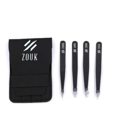 ZOUK Professional Eyebrow Tweezers for Men & Women (Black)