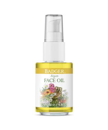 Badger Argan Face Oil  Certified Organic Moisturizing Facial Oil  Waterless Face Moisturizer  1 oz Glass Bottle Argan Oil
