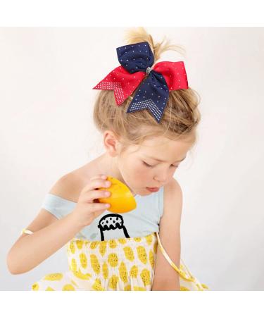 6PCS Large Rhinestone Cheer Hair Bows - Navy/Red | Handmade for Cheerleading Teens and College Sports - Buy Online on GoSupps.com