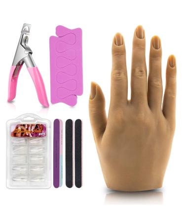 Silicone Practice Hand for Acrylic Nails - Female Nail Trainning Practice Hand, Flexible Bendable False Fake Nail Hand Mannequin Life Size Hand for Nails Practice Hand with Soft Touch