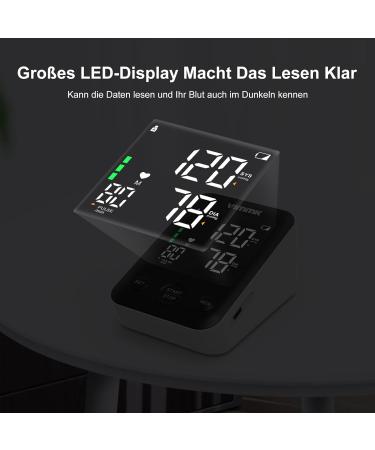 Vimmk Blood Pressure Monitor - Digital Upper Arm Device with LED Display Arrhythmia Detection Pulse Measurement & 2x120 Memory - Cuff Size 22-40cm - Black - Buy Online on GoSupps.com