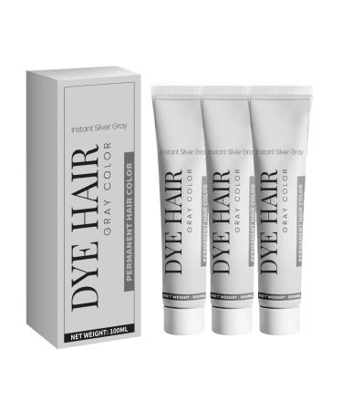 Generisch 3 Pack Instant Grey Hair Color Unisex 100ml for All Hair Types Temporary Natural Hair Dye for Cosplay Party and Halloween