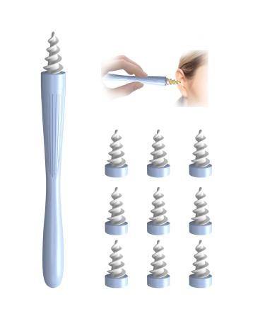 Ear Wax Removal, 2022 Q-Grips Ear Wax Remover Reusable and Washable Replacement Soft Silicone Tips for Deep Cleaner Earwax, Ear Wax Removal Kit Contains Silicone Soft Spiral Ear Cleaner Tools Lake Blue