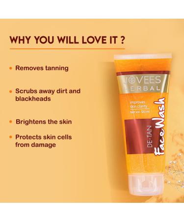 Jovees Herbal Detan Facewash For Glowing and Clear Skin With Liquorice & bearberry Ext. | Gentle Cleanser For Brighten Even Tone and Hydrates | Suitable for All Skin Types - 120ml - Buy Online on GoSupps.com