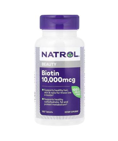 Natrol Biotin Maximum Strength 10 000 mcg Tablets 100 ea (Pack of 6)