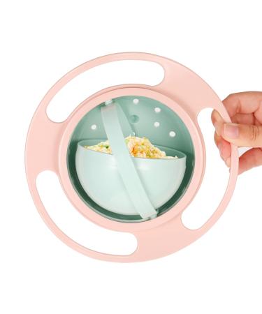 Universal Gyro Bowl Anti Spill Dining Entertaining Toddler Magic Bowls Non Spill Feeding Toddler Gyro Bowl Rotating 360 Degrees Rotation Gyroscopic Smooth Bowl for Kids Toddlers (Light Pink)
