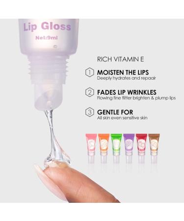  Generisch Fruit Flavored Lip Gloss Set Long Lasting Hydrating Nourishing Oil Soft Smooth Hydrating Lipstick For Dry Lips Balm 9 ml Baume l vres avec couleur rouge (E A) - Buy Online on GoSupps.com