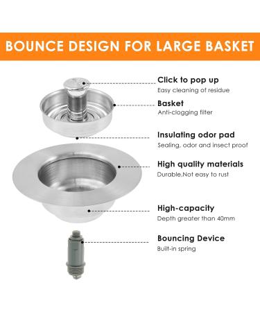 Abizarch Kitchen Drain Stopper Stainless Steel Sink Stopper Kitchen Drain 3 in 1 Sink Strainer Kitchen Drain Enduring Anti Clog Kitchen Drain Stopper for Standard 3-1/2 inch Drain ZHAZHAMO Two tapes are wrapped in a piece of hair - Buy Online on GoSupps.com