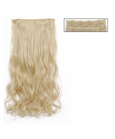 Hair Extensions Synthetic Long Straight One Pieces Clip In On Hair Extensions Hairpieces With 5 Clips Wavy Hair Extension Soft Synthetic Hairpieces for Women Hair Pieces(22-613 22inches(55CM)) 22inches(55CM) 22-613