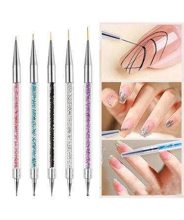 5-Piece Nail Brush Set - Professional Nail Art Dotting Tools & Dual-Ended Acrylic Pen for DIY Nail Design - Buy Online on GoSupps.com
