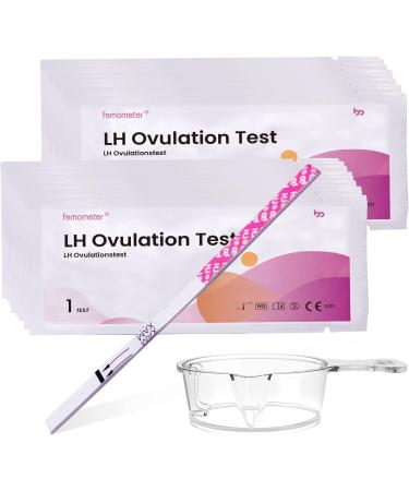 Femometer 20 Ovulation Test Strips - 25 mIU/ml Sensitivity 20pcs with Urine Cup | Accurate Fertility Tracking - Buy Online on GoSupps.com