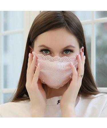 Sttiafay Pink Lace Wedding Bridal Mouth Cover - Reusable & Washable Mask for Women - Buy Online on GoSupps.com
