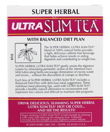 Buy Hobe Labs Ultra Slim Tea - Caffeine Free Herbal Blend (24 Tea Bags, 1.69 oz) for Weight Loss - Buy Online on GoSupps.com