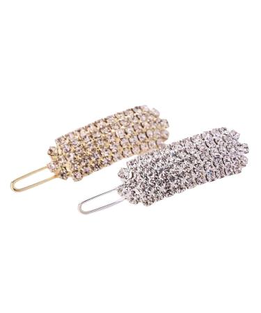 New 2025 Crystal Women Elegant Korean Design Snap Barrette Stick Metal Alloy Hairpin Hair Styling Accessories Jewelry Fashion Accessories Creative Gift