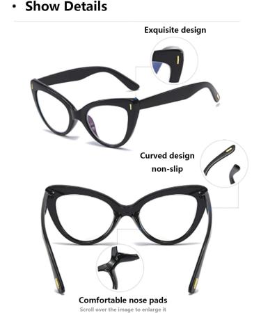 Hubeye Cat Eye Anti Blue Light Glasses for Women - 2 Pairs Oversized Fashion Eyeglasses - Cute Blue Light Readers - 4.0 Diopters - Buy Online on GoSupps.com
