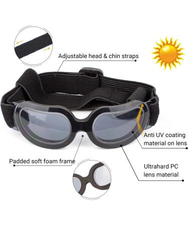 Stylish Dog Sunglasses for Small Dogs - UV Protection Snowproof & Windproof Glasses with Flexible Straps - Cool Black for Puppies & Cats - Buy Online on GoSupps.com