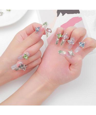 Planet Nail Charms - 30PCS Colorful 3D Heart Saturn Rhinestones for Luxury Nail Art | Alloy Diamond Crystal Gems for Women & Girls DIY Crafts - Buy Online on GoSupps.com