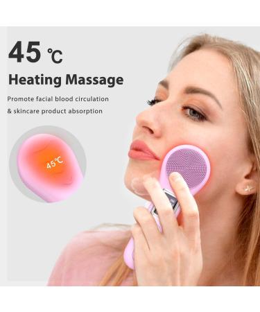 Face Scrubber Brush - Electric Silicone Sonic Facial Cleansing Brush with LCD Rechargeable & Waterproof for Deep Cleansing - Thermal Massager for Men & Women - Pink - Buy Online on GoSupps.com