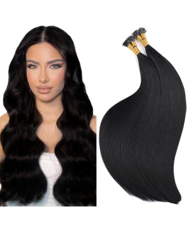VINBAO I Tip Hair Extensions Human Hair Color 1 Jet Black Hair Extensions Human Hair Cold Fusion Tip Hair Extensions Human Hair 14 Inch 40g Black Itip Hair Extensions Real Human Hair(itip#1-14)