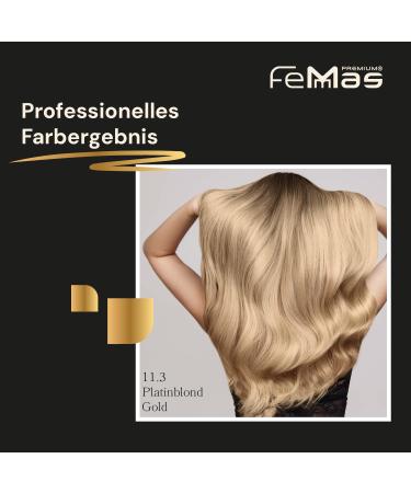 Femmas Hair Color 3x Platinum Blonde Gold 11.3 | Professional Cream with Argan Oil Keratin & Ceramids | Permanent Hair Tint for Radiant Color | 100ml Triple Pack - Buy Online on GoSupps.com