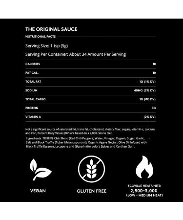 TRUFF Original Black Truffle Hot Sauce 6 oz - Gourmet Sauce with Ripe Chili Peppers, Truffle Oil, Organic Agave Nectar - Unique Flavor Experience - Buy Online on GoSupps.com
