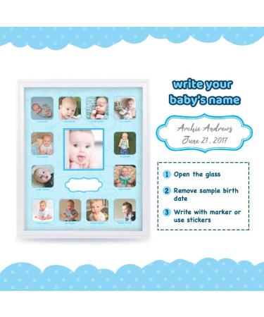 Baby's First Year Collage Frame | 12 Month Picture Frames | Baby Keepsake Photo Frame - Blue - Buy Online on GoSupps.com