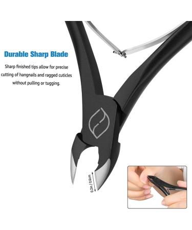 FERYES Cuticle Nippers - Professional Stainless Steel Cuticle Cutter and Trimmer for Manicure - Black - Buy Online on GoSupps.com