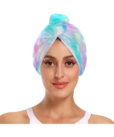 Microfiber Hair Turban with Rainbow Star - Quickly Drying Mermaid Design Perfect for Colored & Thick Hair - 2 Pack 24x61 cm - Buy Online on GoSupps.com