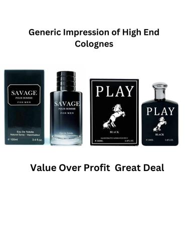 Savage Pour Home & Play Black Cologne for Men Eau De Toilette Natural Spray (Inspired by Sauvage & Pool Black) 3.4oz Fl Oz/100ml each (Pack of 2) Savage and Pool Black 3.4 Fl Oz (Pack of 2) - Buy Online on GoSupps.com