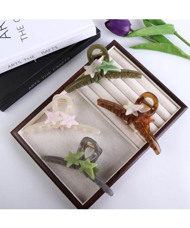 Vctitil Five-pointed Star Acrylic Hair Claws Hair Clips Ponytail Holders Shark Clip Barrettes Hair Accessories for Women Girl Thin Thick Hair(green) - Buy Online on GoSupps.com