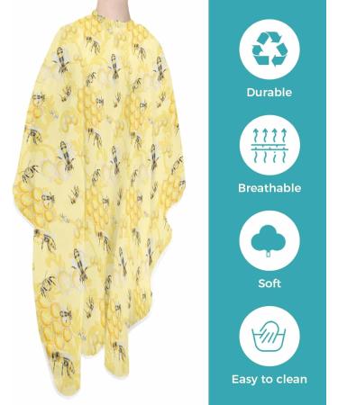 Yellow Bee Barber Cape - Stylish Hair Cutting Cape for All Ages | 55x63 Inch Adjustable Hairdressing Accessory - Buy Online on GoSupps.com