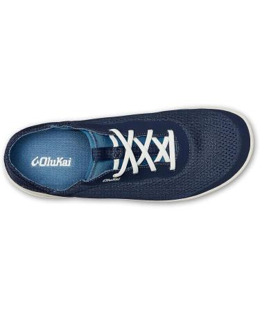 OLUKAI Moku Pae Men's Boat Shoes - Lightweight & Breathable Mesh, Comfort Fit, Wet Grip Soles - Size 10.5 Trench Blue/Off White - Buy Online on GoSupps.com