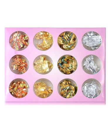 Nail Art Glitter Decoration Set - 24 Boxes Nail Foil Rose Gold Silver Paillette Flake Sequins for 3D Nail Design - Buy Online on GoSupps.com