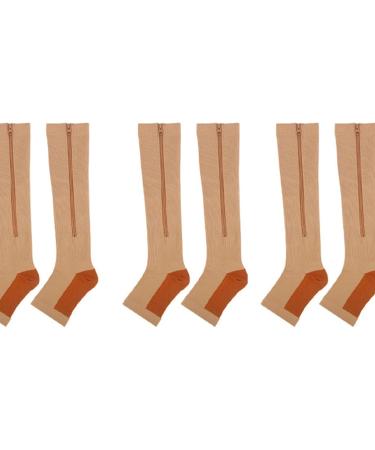 Cacacook Compression Stockings with Zipper - Knee-High Stretchy Breathable Calf Support - Open Toe 3 Pairs L-XL for Sports - International Shipping Available - Buy Online on GoSupps.com