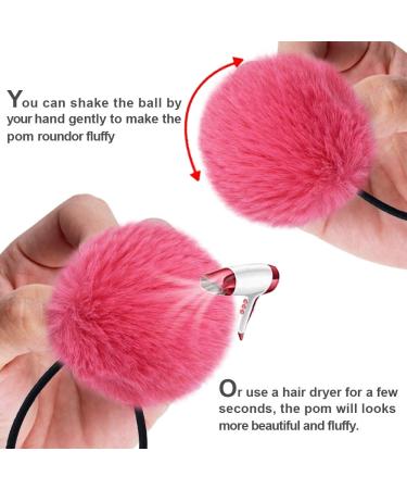 Pom Pom Hair Ties Set - 16pcs Fluffy Elastic Pom Pom Ponytail Holders for Girls and Toddlers in 8 Colors - 2 inches - Buy Online on GoSupps.com