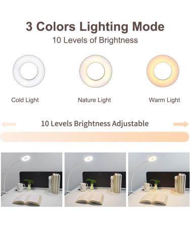 Bekada LED Desk Light Clamp for Video Conference and Laptop, Clip-On USB Ring Light for Zoom Meetings - 3 Colors, 10 Dimming Levels (White) - Buy Online on GoSupps.com