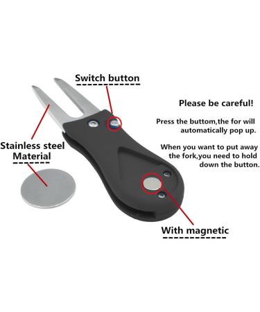 Premium Golf Divot Repair Tool with Pop-up Button, Magnetic Ball Marker - Lightweight & Portable - Professional Black Mini Pitch Mark - Ideal for Golfers (101) - Buy Online on GoSupps.com