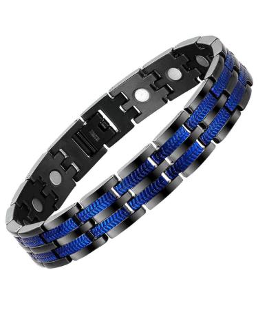 Magcopper trendy magnetic stainless steel bracelet for men galvanized blue + black magnetic bracelet bracelet for men gift for father husband