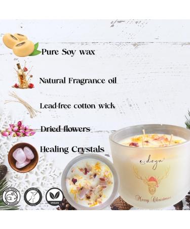 Christmas Candle Natural Soy 3 Wick with Healing Crystals & Flowers - Carnival Cardamom Scent | 55+ Hours Burning | Gift Box | Best Christmas Gift - Buy Online on GoSupps.com