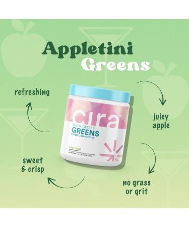 Cira Glow-Getter Greens Superfood Powder with Probiotics for Debloating, Digestion, Detox & Energy - Spirulina, Chlorella & Premium Antioxidant-Rich Ingredients - Appletini - Buy Online on GoSupps.com