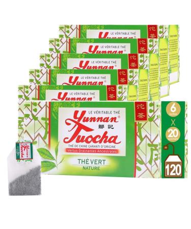 YUNNAN TUOCHA Yunnan tuocha Zouji Organic Natural Green Tea 120 Sachets (Pack of 6 x 20 Sachets) 240 g Yunnan Origin Guarantee