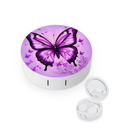 Contact Lens Case Purple Butterfly Print Plastic Contact Lens Case contact Lens Care Box ontact Lens Travel Box