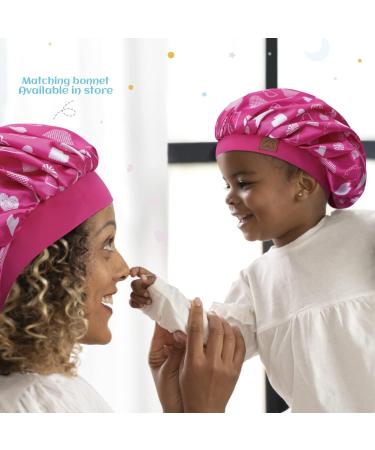 Kid's Satin Sleep Cap for Curly Hair | Adjustable Silk Hair Bonnet for Baby & Toddler | Heart Design | Ages 1-8 - Buy Online on GoSupps.com