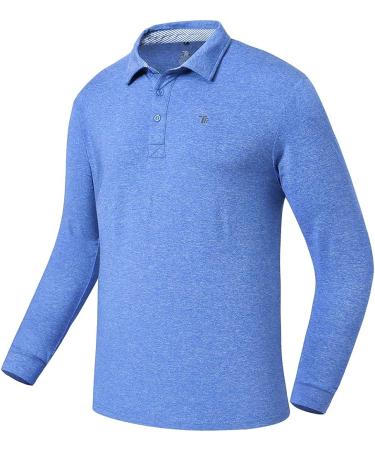 MoFiz Men's Long Sleeve Blue Athletic Polo Golf Shirt - Large - Buy Online on GoSupps.com