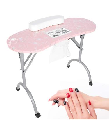 Folding Nail Table - Round Corner Manicure Station for Salons | International Shipping (220V European Standard) - Buy Online on GoSupps.com