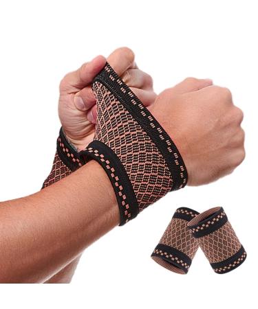 Copper Wrist Compression Brace (2Pcs)  Elastic Wrist Support Sleeve Wrist Braces for Tendonitis  Arthritis  Carpal Tunnel Pain Relief  Soft Wrist Wrap Wristbands for Sport  Fitness  Workout  Typing(M) Medium - Buy Online on GoSupps.com