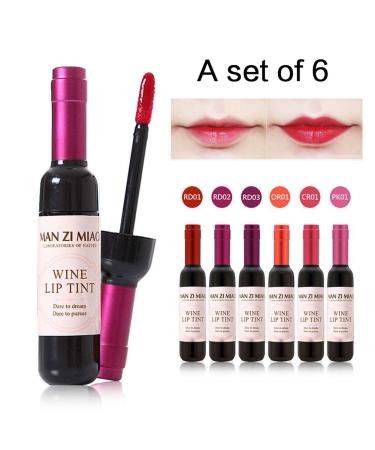 BRIMFULITE Wine Liquid Lip Gloss Set - Long-Lasting Matte Lip Tint with Waterproof Wine Bottle Cover | Valentine's Day Gift for Her | 6 Colors - Buy Online on GoSupps.com
